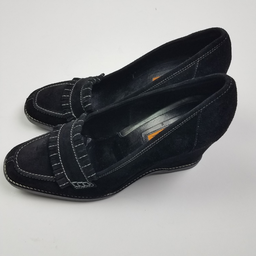 Via Spiga Black Suede Wedges Size 9.5